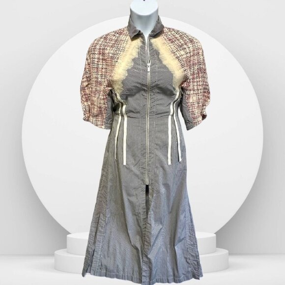 BCBGMAXAZRIA Runway Collection Dress Tweed Capelet Zip Up  No Size Tag  RARE - Picture 1 of 14